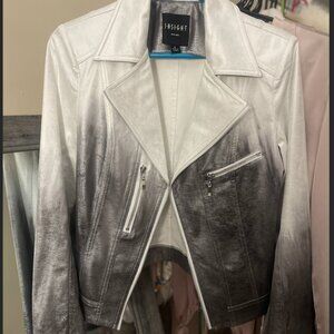 Insight- Metallic ombre faux leather moto jacket.
